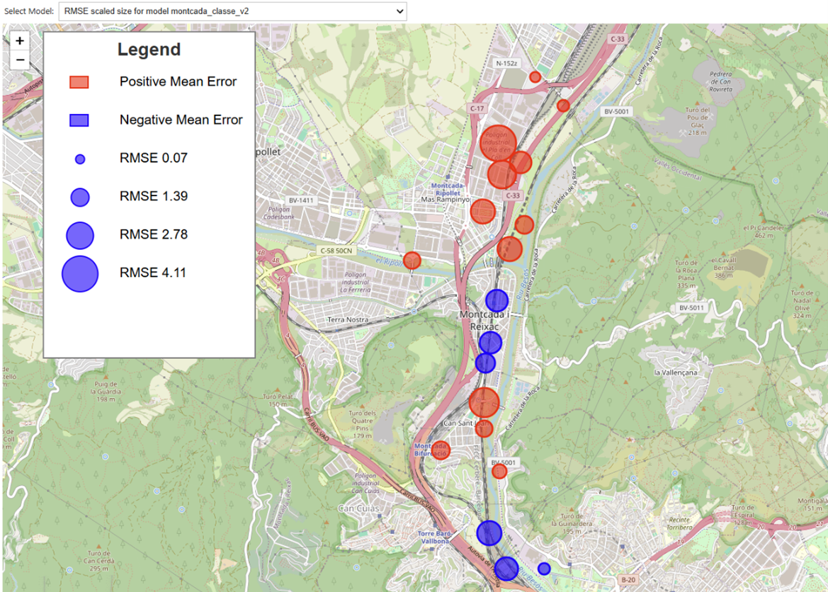 Model performance map for a selected model