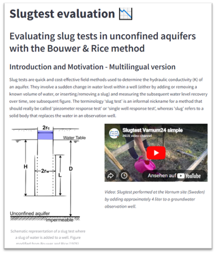 Streamlit app embedding a YouTube video: Slugtest evaluation